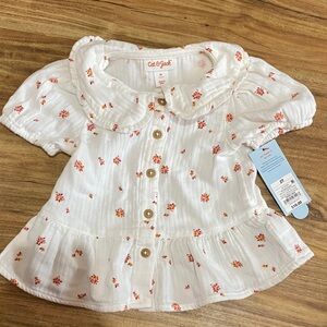 Cat & Jack White Floral Kids Blouse